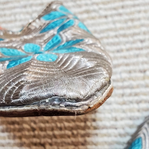 Leather Silver/Blue Morracan Slippers-SZ 7 - Picture 5 of 13